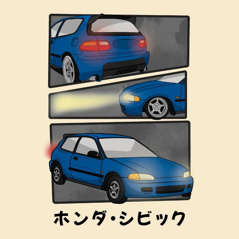 NIGHT BLUE CAR COMIC / HATCHBACK
