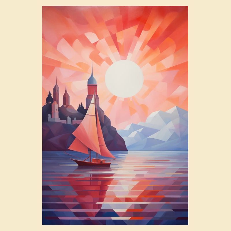 Maritime Landscape in a Geometric Style