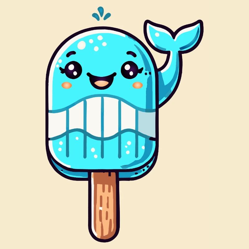 Ein Eis in Form eines lächelnden Walfischs