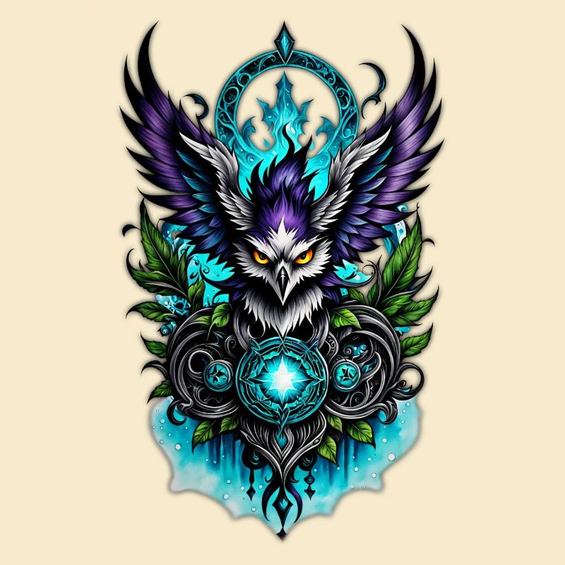 Eule mit magischen Elementen.