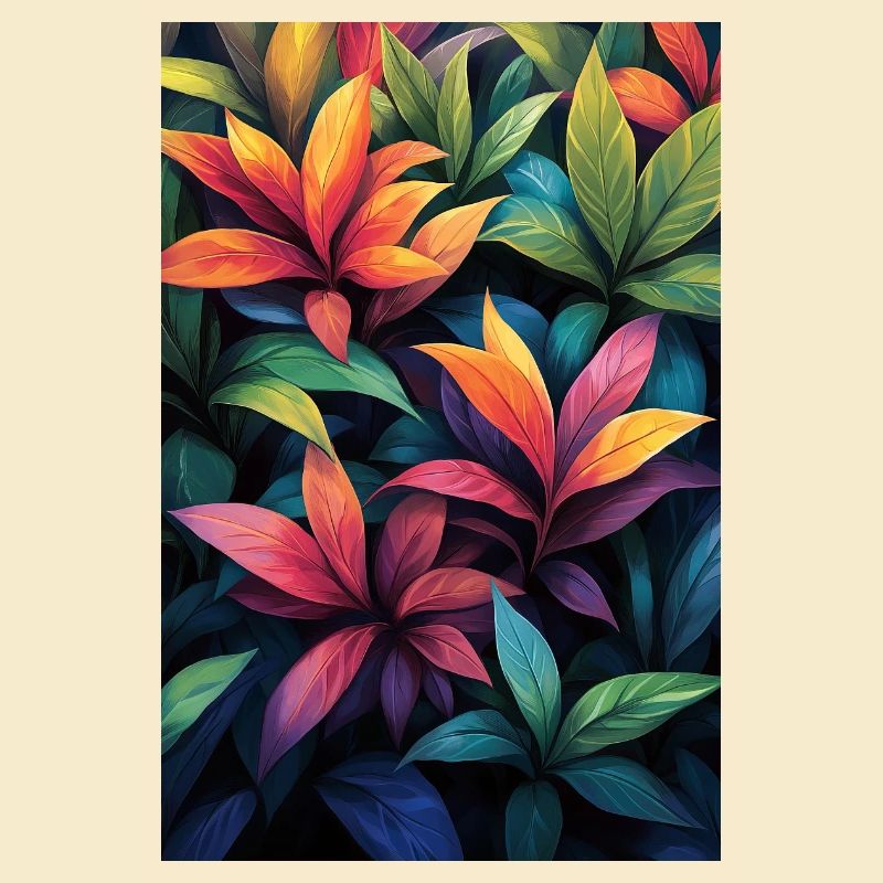 Neon Tropical Leaves Pattern