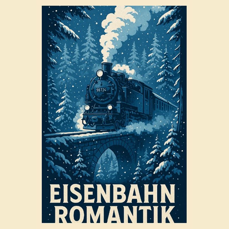 Eisenbahn Dampflok Winter Wald Romantik