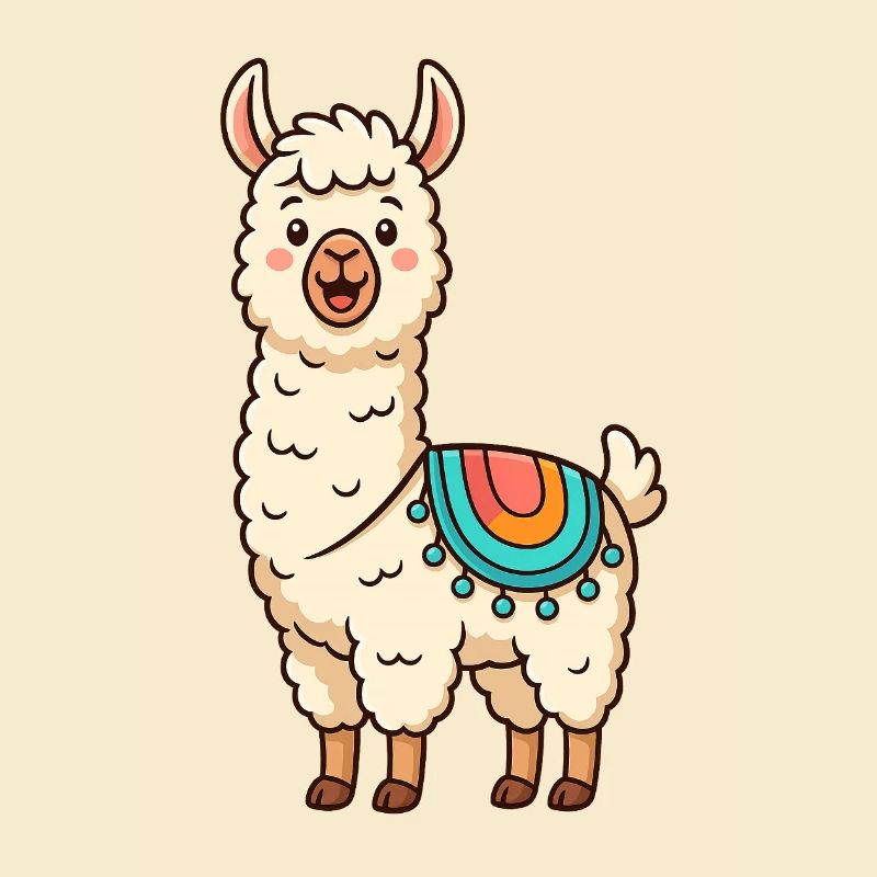 Süßes Lama Motiv Design | Comic Cartoon Style Cute