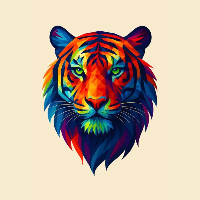 WPAP Polygon Style Animals - Tiger Portrait