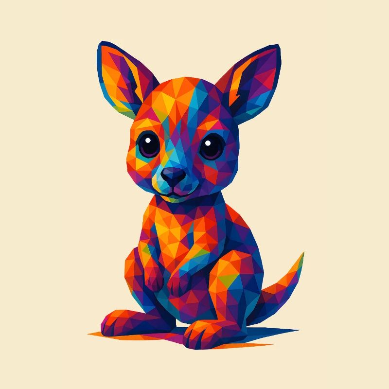 WPAP Polygon Kawaii Style Bébé Kangourou