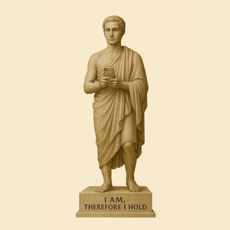 Antike Statue mit Smartphone Motiv