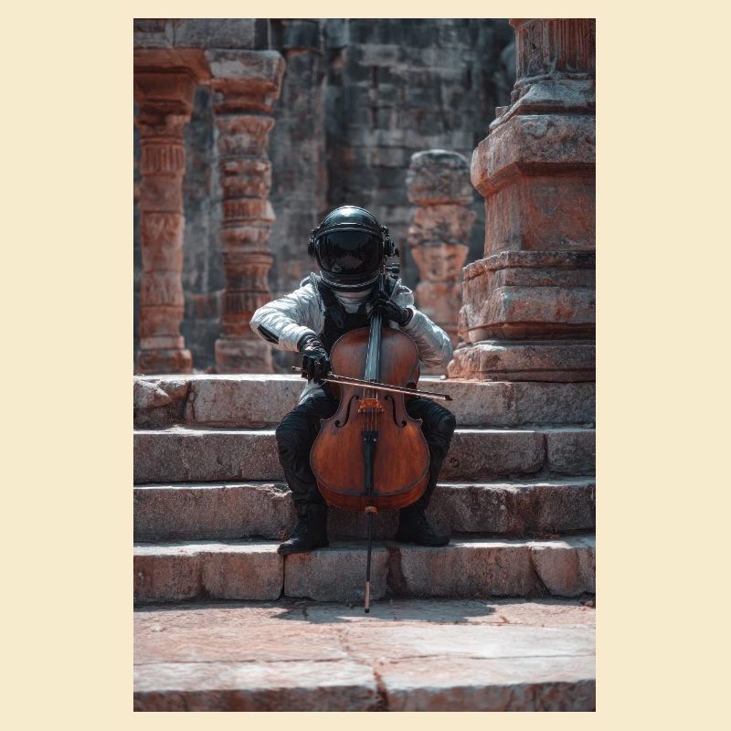 Kosmischer Astronaut spielt Cello