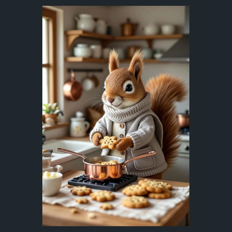 Eichhörnchen in der Winterküche gemütlich