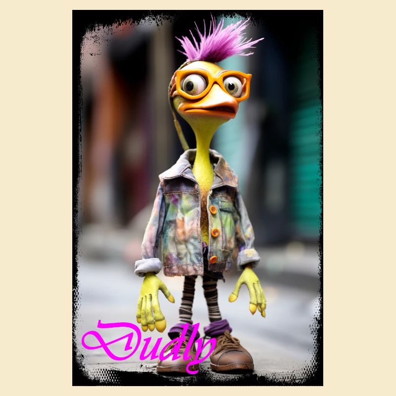 Ausgefallene Duckly-Figur mit Punk-Stil