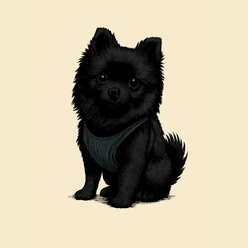 Schwarzer Spitz Hund mit Süssenblick