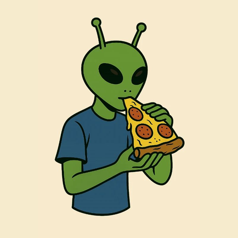 Alien avec design de collation de pizza