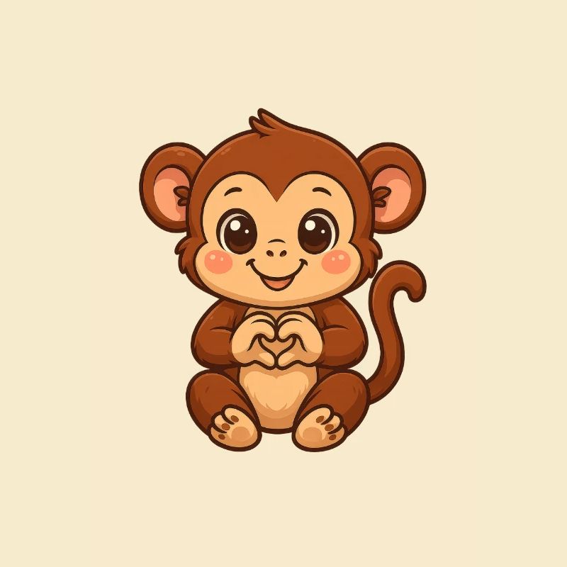 Cute monkey with heart hands