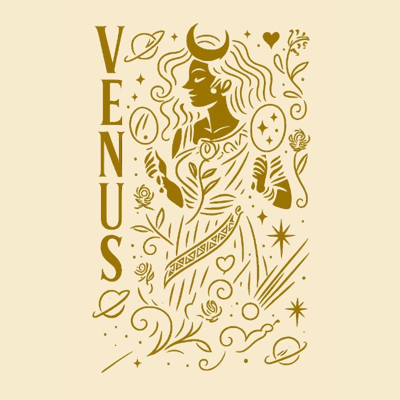 Venus Celestial Line Art Goddess