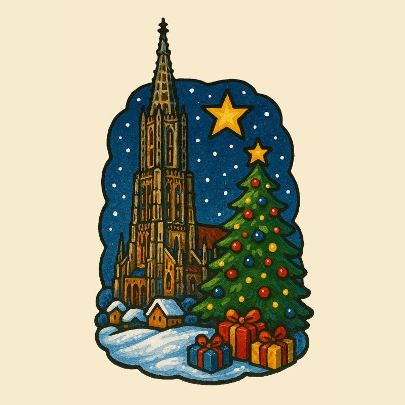 Marché de Noël d’Ulm avec la cathédrale d’Ulm