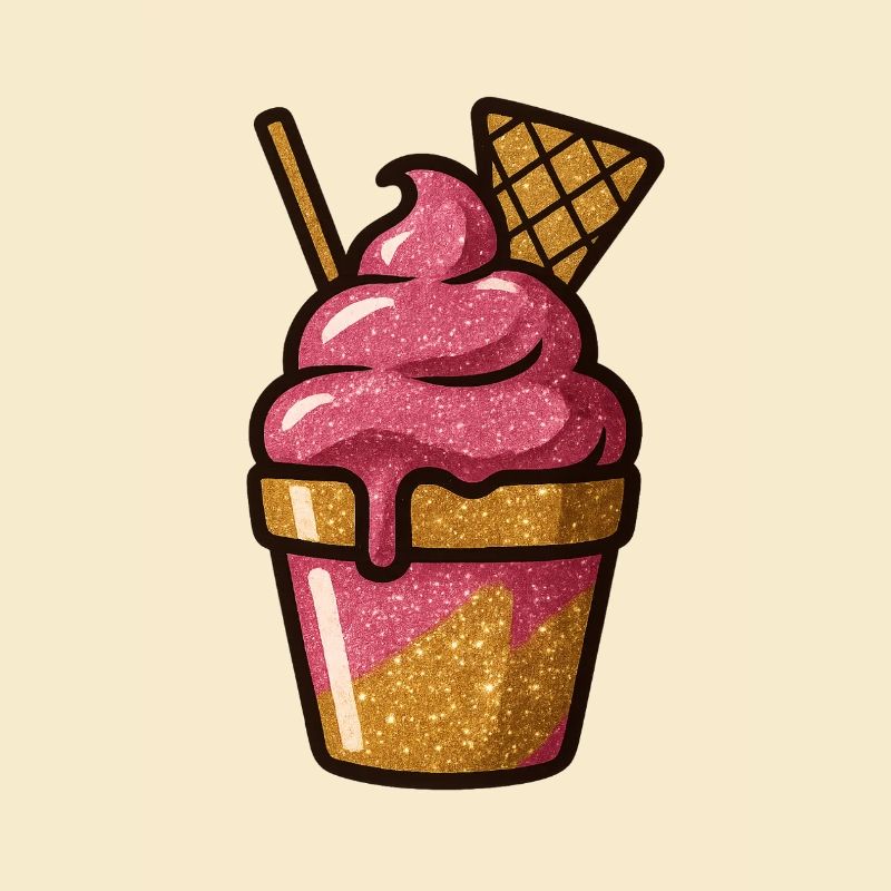 Pink Glitzer Eiscreme Becher