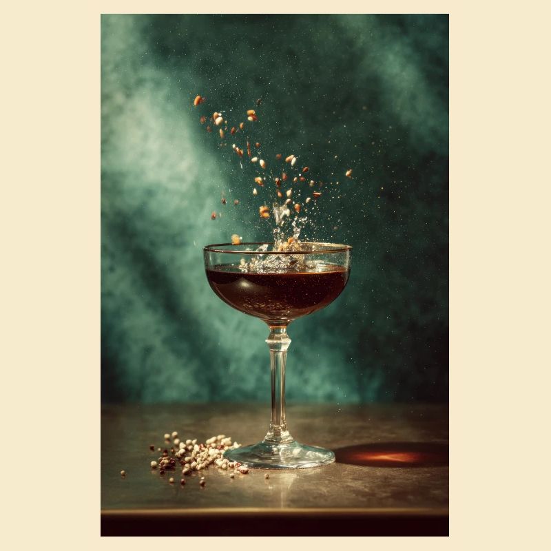 Emerald Splash Cocktail Vintage Art