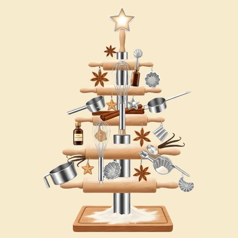 Kitchen tree made of baking tools