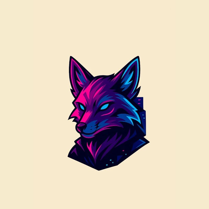 Neon fox head in cyberpunk style