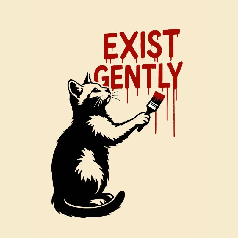 Existe doucement Cat Print