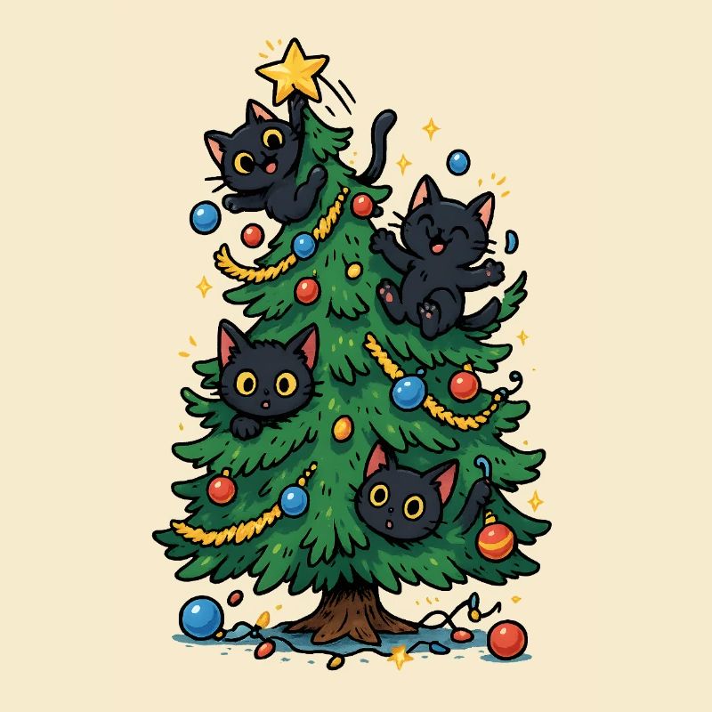 Sapin de Noël avec chats