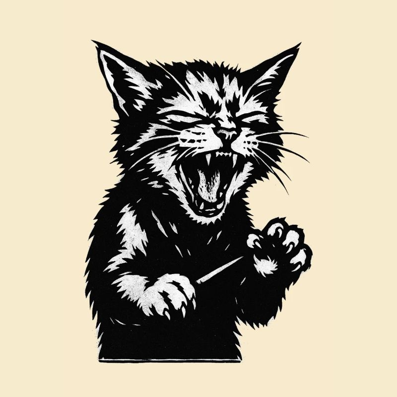Silhouette de chat hurlant