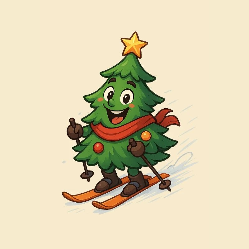 Weihnachtsbaum auf Skiern