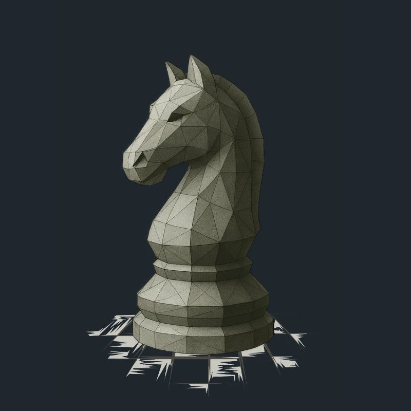 Low Poly Schach Springer Design