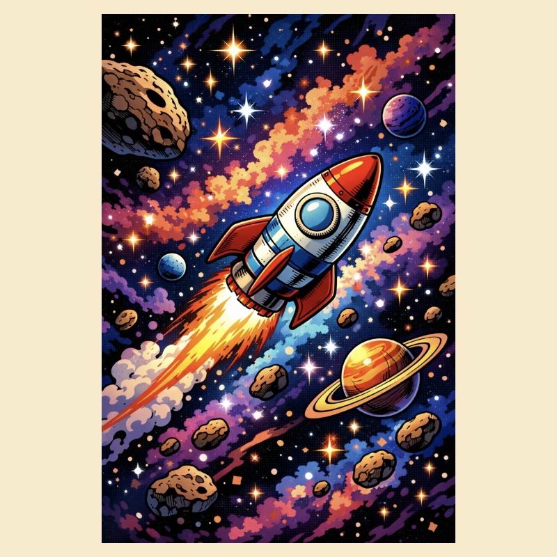 Vol de fusée à travers le cosmos