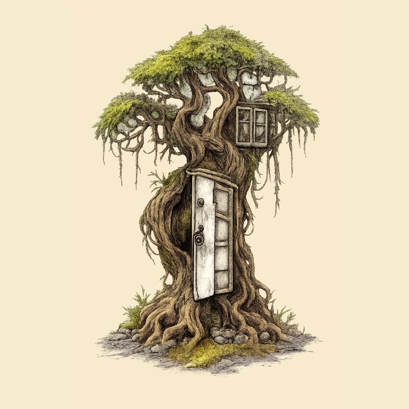 Cabane dans l’arbre dans la forêt – rêve imaginaire