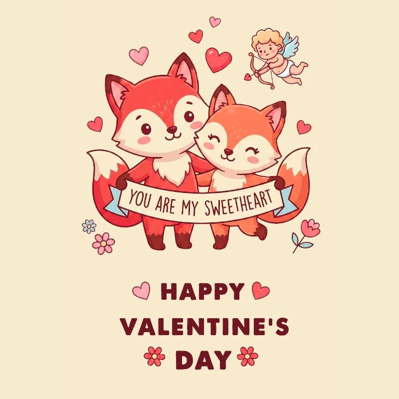 Renards complices de Saint-Valentin