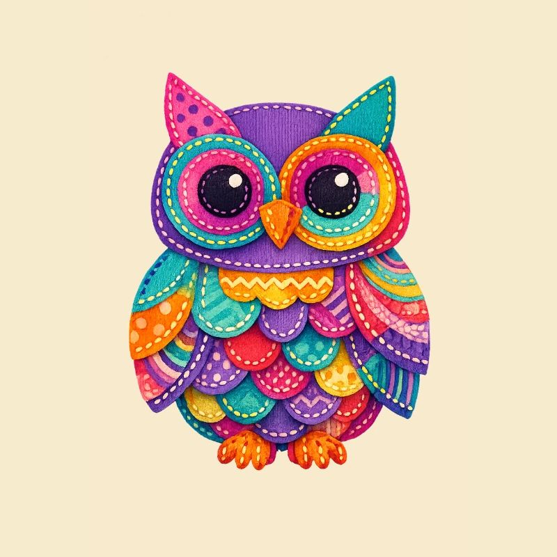 Magie du Hibou en Patchwork