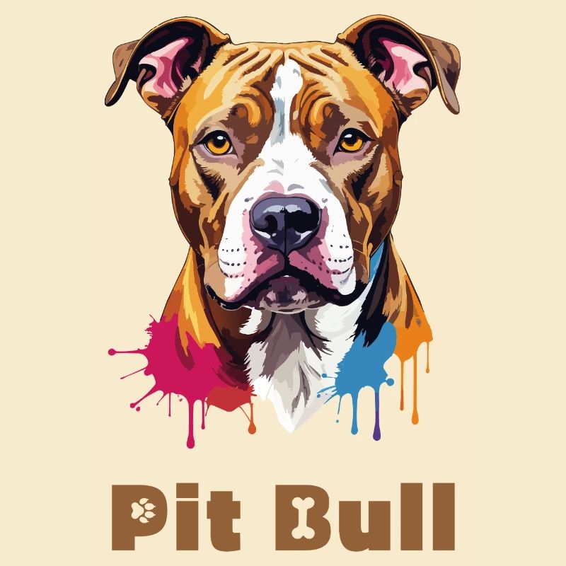 Pitbull Portrait with Paint Splashes