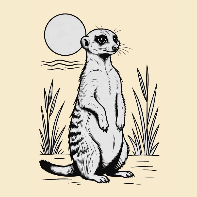 Esquisse nocturne au clair de lune sur la suricate