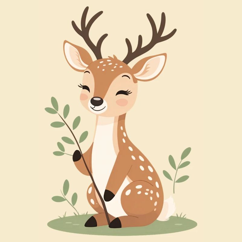 Cerf câlin dans la forêt