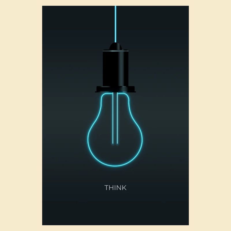 Think – Creative Neon Idea in Electric Blue