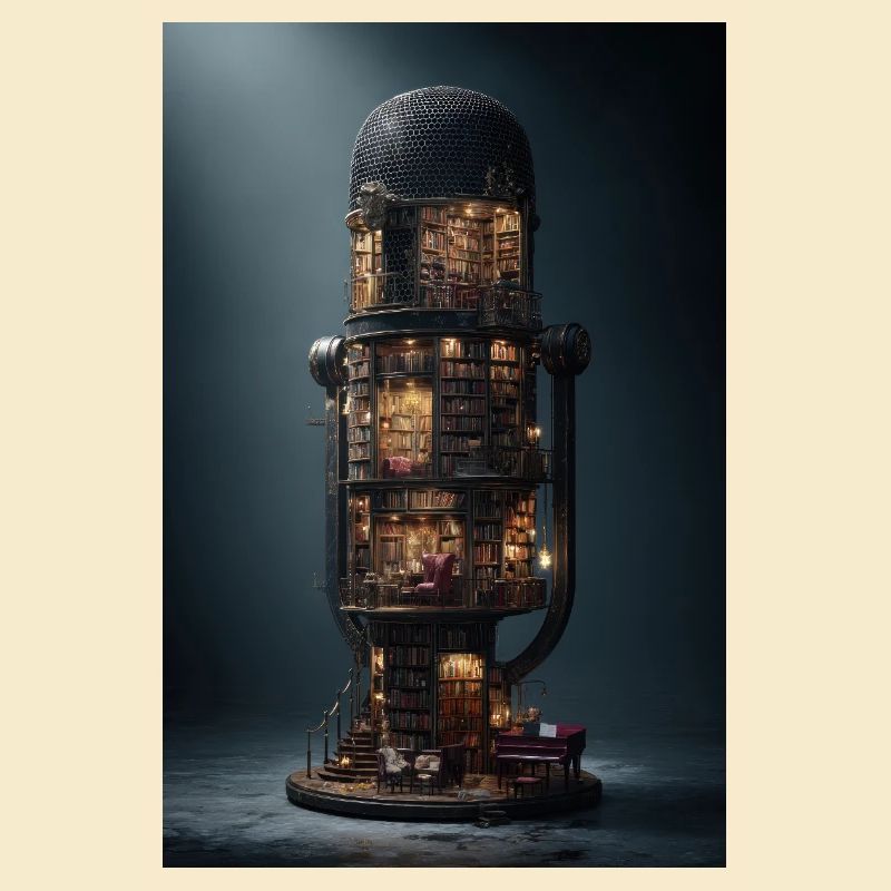 Bibliotheksturm in einer Glaskuppel