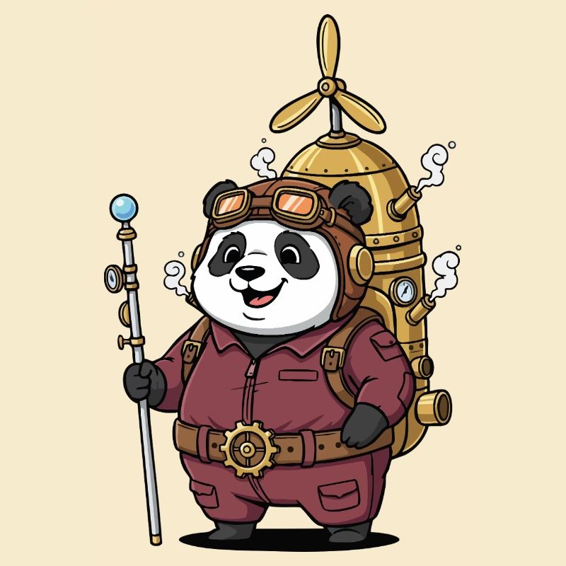 Panda Aviator Steampunk Propulsion Steam Cute