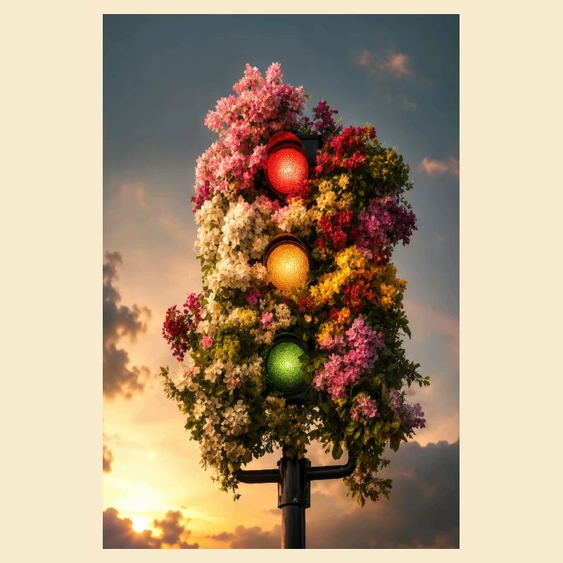 Lumière florale de feu de circulation