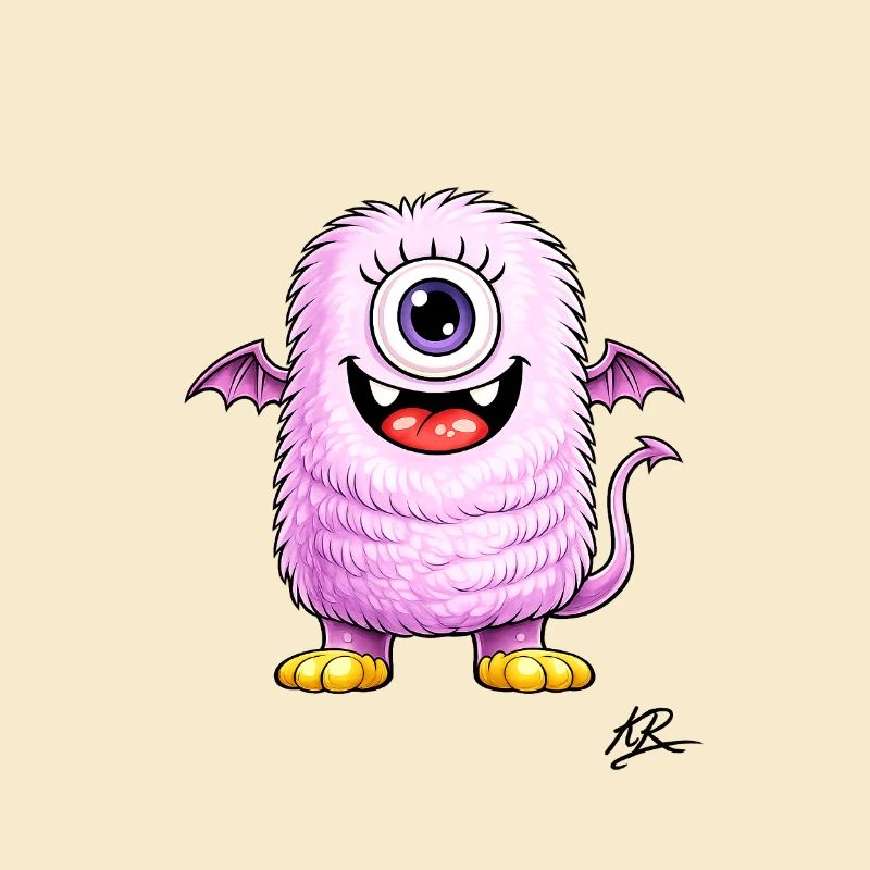 Monstre lilas œil unique ailé
