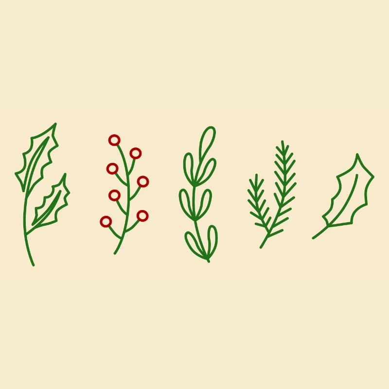 Vintage Winter Plants Doodle
