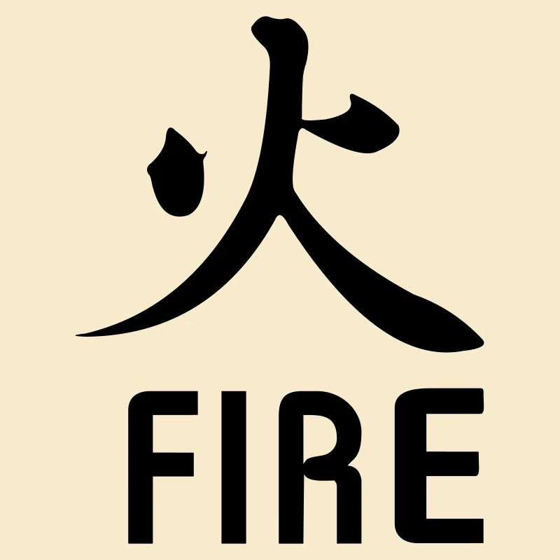 Fire kanji with text