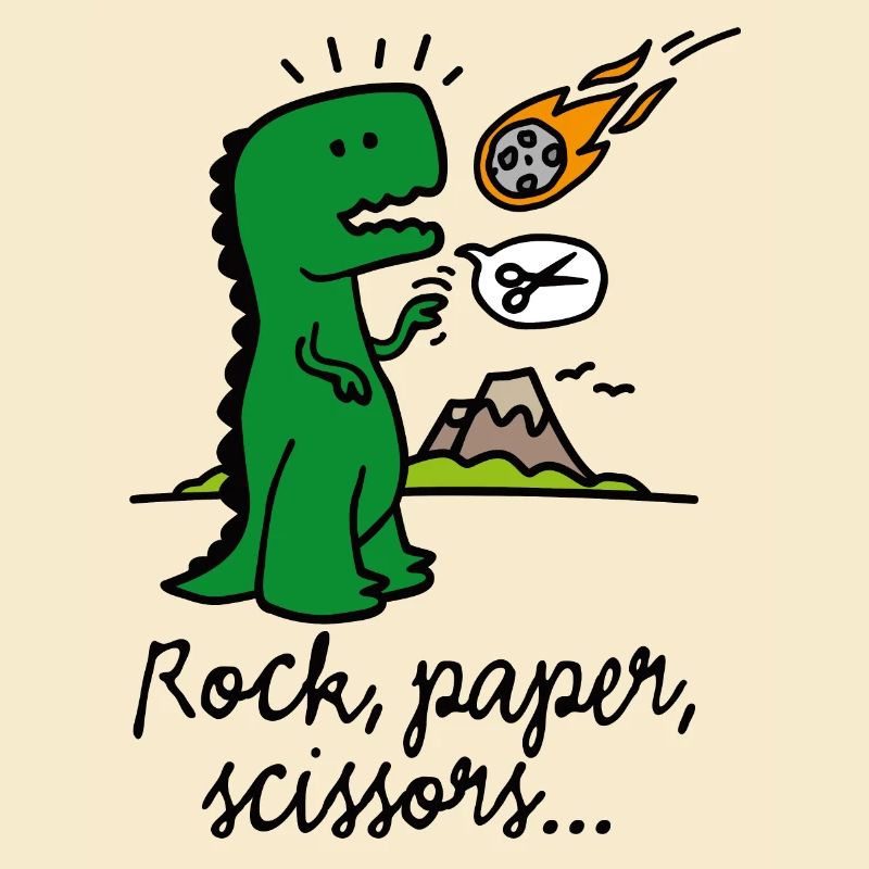Ciseaux en papier de roche T-rex drôle de comète de dinosaure