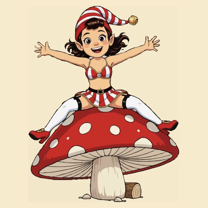 Fille lutin sous champignon