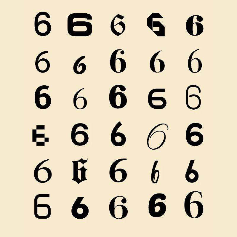 Typography 6 digit mosaic design