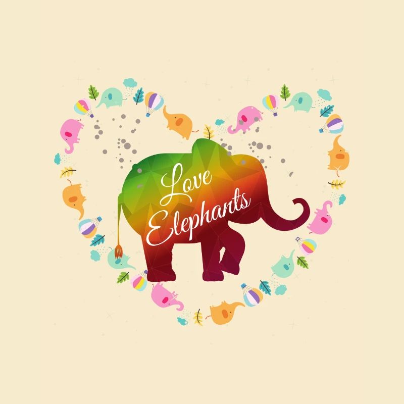 Rainbow Elephant Heart Design