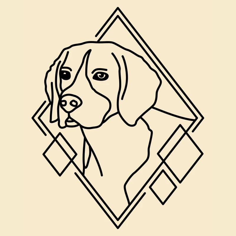 Beagle in geometrischer Form - Line-Art-Design