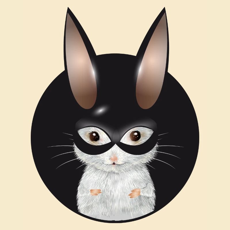 Souris blanche mignonne avec masque de lapin en patch