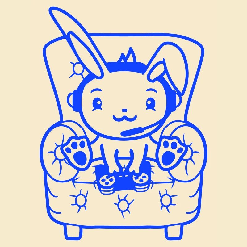 Bunny Playing Controller Console Headset Gamer Nerd