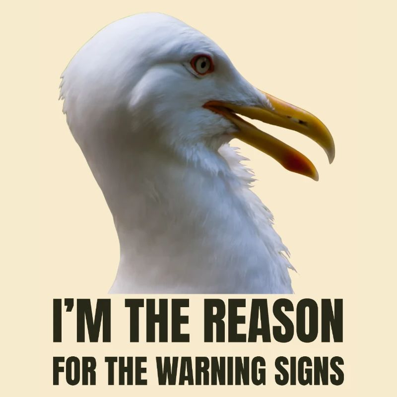 Whimsical Seagull with Bold Text
