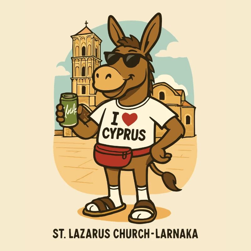 Âne en vacances à Larnaca avec une boisson